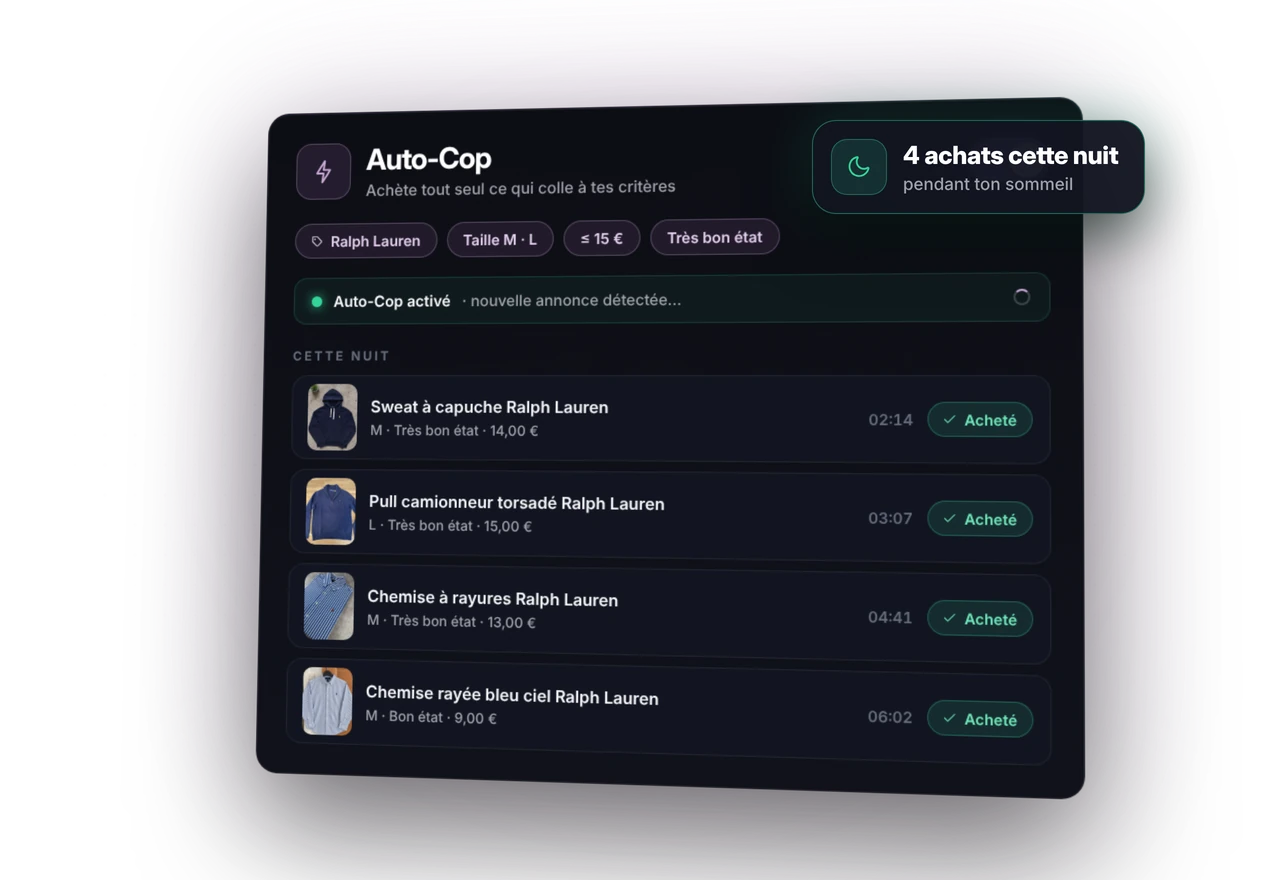 Auto-Cop VINTI activé : plusieurs achats automatiques pendant la nuit